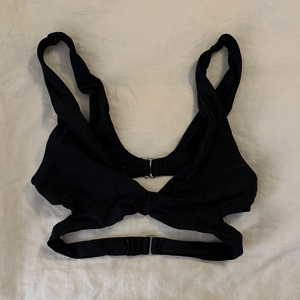 Black double clasp back bikini top